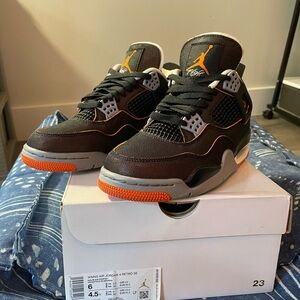 Women’s Jordan 4 Retro Black and Orange Sneakers